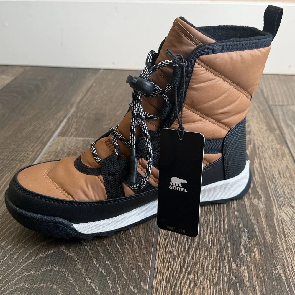 Sorel Girls’ Whitney II Elk/Black Short Lace Up Waterproof Boots—2